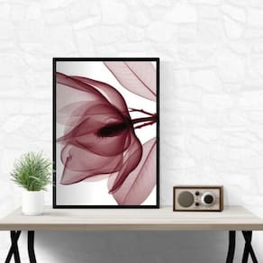 Quadro Moderno Flor Bordô 33X24Cm - Com Vidro