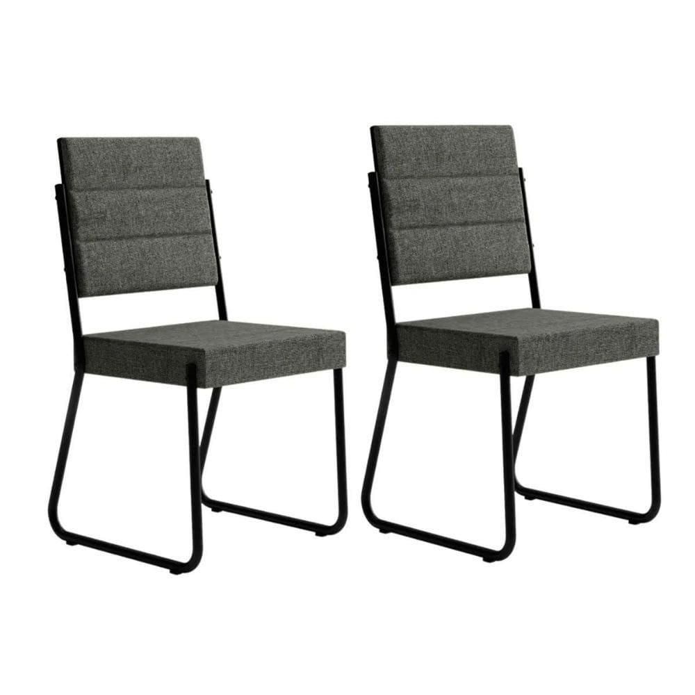 Cadeira De Cozinha 1736 Aço Kit 2 Uni Preto/grafite - Carraro