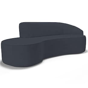 Sofá 3 Lugares Curvo Living Firenze Direito D02 Linho Chumbo 210cm D-465 - Lyam