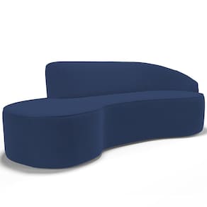 Sofá 3 Lugares Curvo Living Firenze Direito D02 Veludo Azul Marinho 210cm C-304 - Lyam