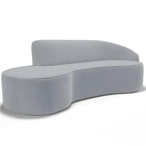 Sofá 5 Lugares Curvo Living Firenze Direito D02 Veludo Cinza 300cm C-317 - Lyam