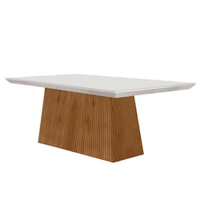 Mesa De Sala Jantar Luna + Tampo Vidro Curvo 180x90cm Off White imbuia Vidro Off White Rufato