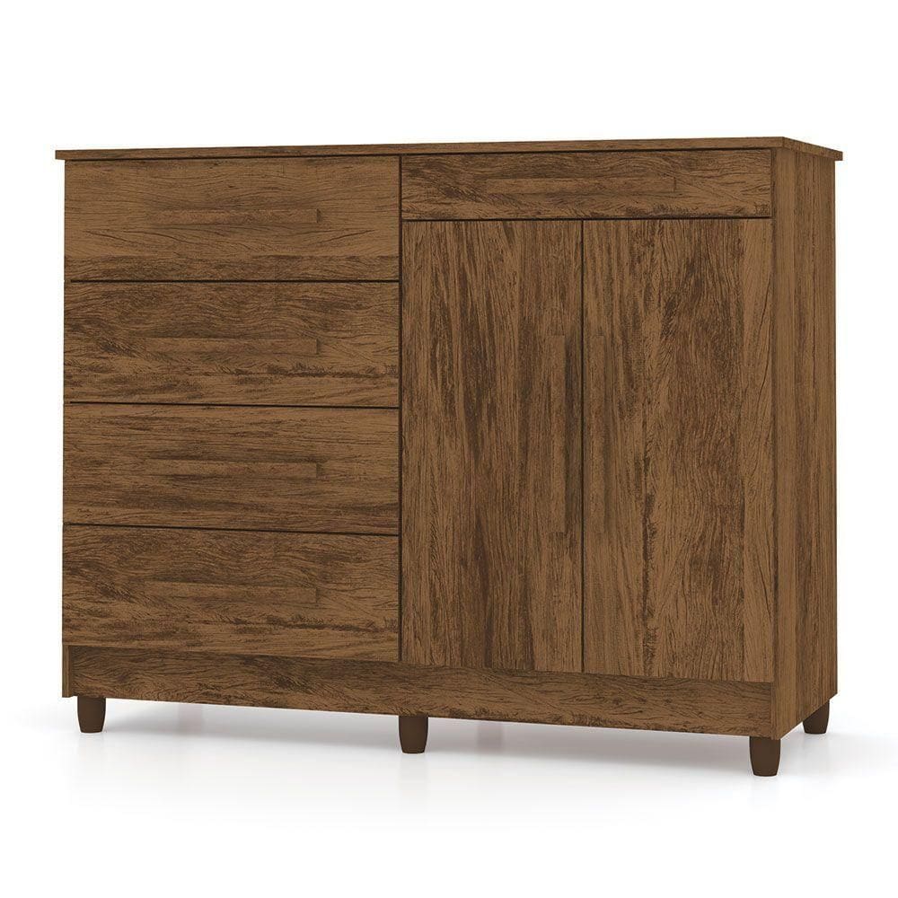 Cômoda Sapateira Para Quarto 05 Gavetas E 02 Portas Livia Imbuia - Pallazio