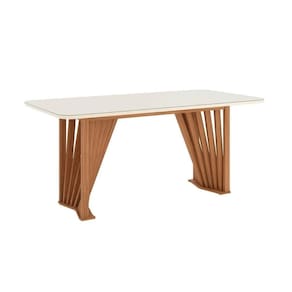 Mesa De Sala Jantar Adriana Sc82 Com tampo Vidro Curvo 180x90cm Nature off White