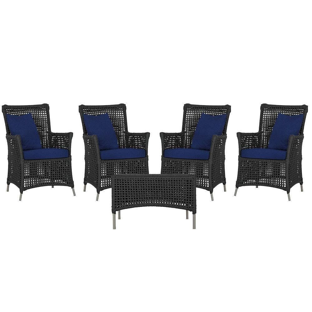 4 Poltronas E 1 Mesa Igapó Alumínio Fendi Corda Náutica E10 Preto