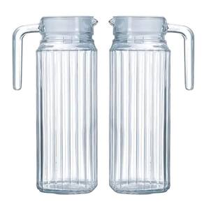 Kit 2 Jarra 1 Litro C/Tampa Para Água Suco Com Alça