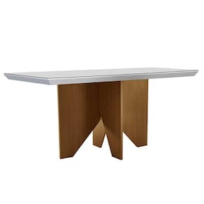 Mesa De Sala Jantar Nevada Com tampo Madeirado Canto Curvo 120x80cm Imbuia/off White Rufato