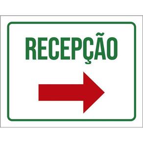 Placa Sinalização - Recepção Seta Direita Vermelha 36X46