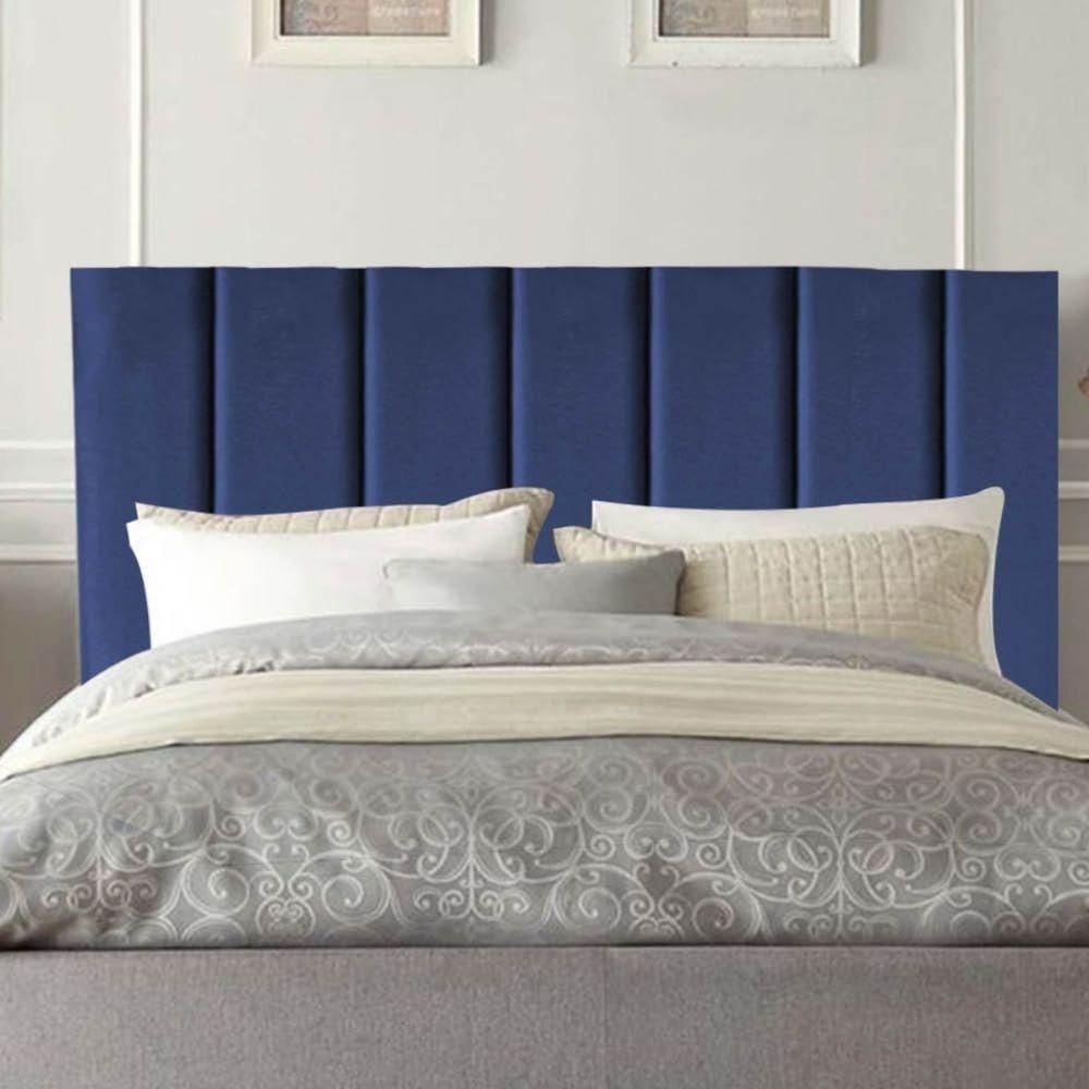 Cabeceira Estofada Cama Solteiro 90 Cm Eloá Suede E Frame Cor:azul Marinho