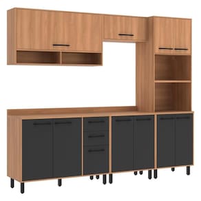 Cozinha Completa Modulada 5 Peças Com Torre Quente Havana Multimóveis Cr20333 Rovere/grafite