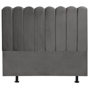 Cabeceira Estofada Cama Box King 195 Cm Maitê Suede Cor:cinza Escuro