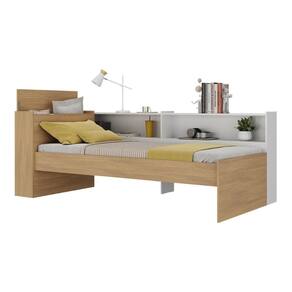 Cama De Solteiro Com Colchão Incluso Baú Embutido e Prateleira Multimóveis Mp4260 Rustic Branco