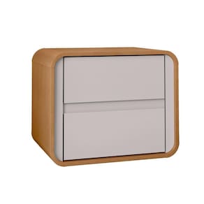 Mesa De Cabeceira 2 Gavetas Loop Amendoa Clean off White Lopas