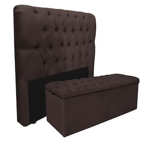Kit Baú Recamier Mais Cabeceira Madrid King Size Marrom
