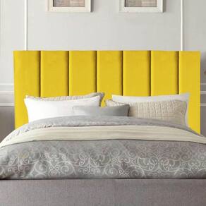 Cabeceira Estofada Cama Casal 140 Cm Esther Suede E Frame Cor:amarelo