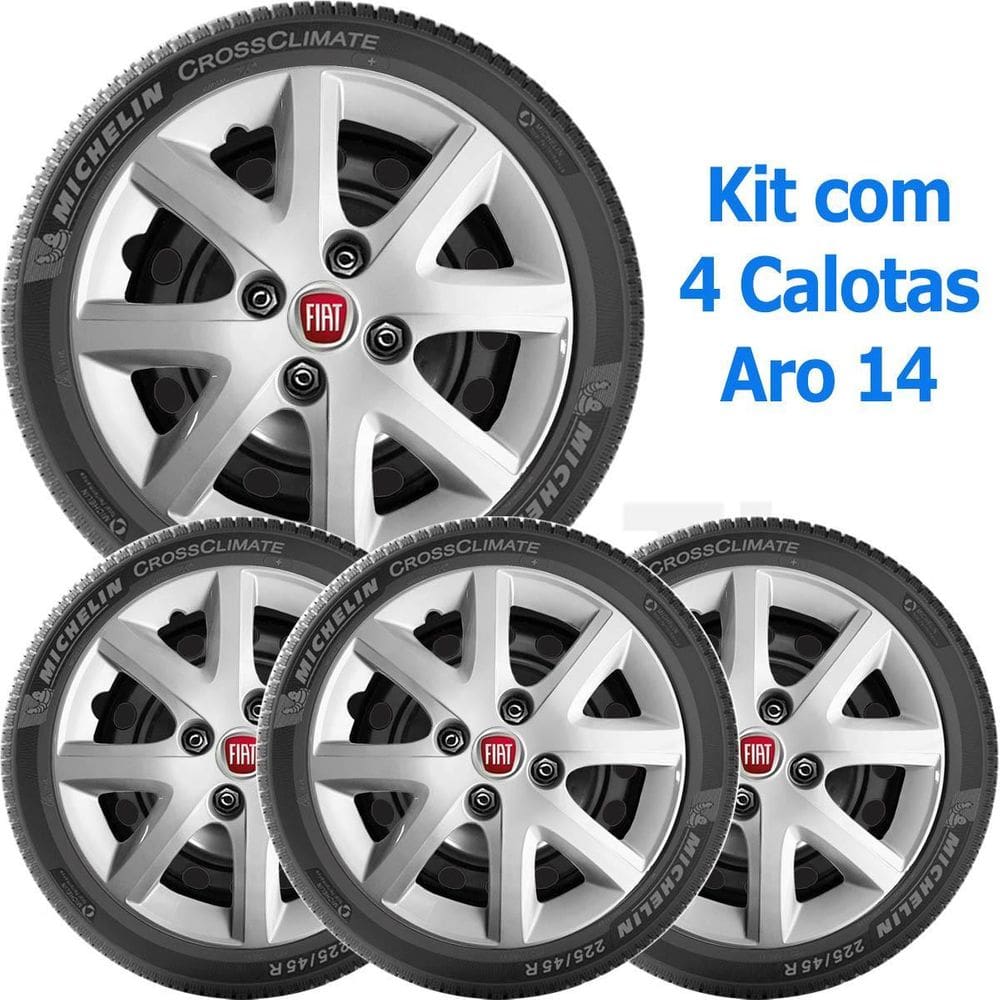4X Calota Fiat Siena Aro 14 Emblema 160Cb