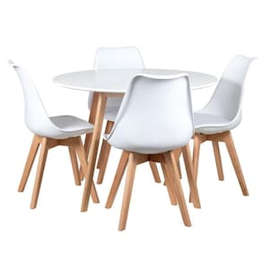 Mesa Redonda 100 Cm + 4 Cadeiras Branco