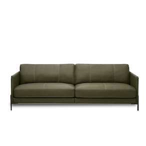 Sofá Decorativo Karine 4 Lugares Sala De Estar 270cm Pés Em Aço Couro Fendi