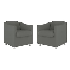Kit 02 Poltronas Decorativas Clinica Tecido Suede Balaqui Cor:Cinza