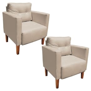 Kit 2 Poltronas Livia Corino Pés Chanfrado Castanho D`rossi Cor Bege