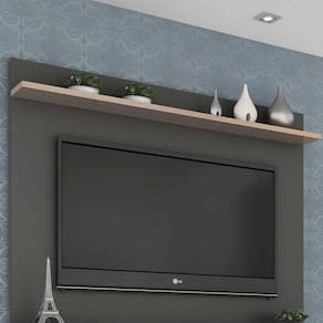 Painel Benevello 55" Mdp com Prateleira Grafite com Siena