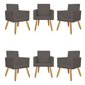 Kit 6 Poltronas Recepção Courino Cinza