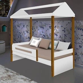 Cama Solteiro Sara Branco Mel
