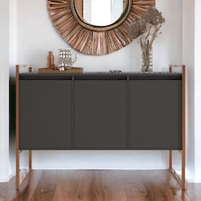 Buffet Industrial Aparador 3 Portas Tokyo Preto Cobre Preto Cobre