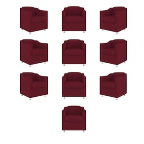 Kit 10 Poltronas Decorativa Tilla Consultório Recepção Suede marsala