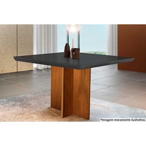 Mesa De Sala Jantar Berlim Com tampo Vidro Canto Curvo 90x90cm Imbuia grafite Rufato