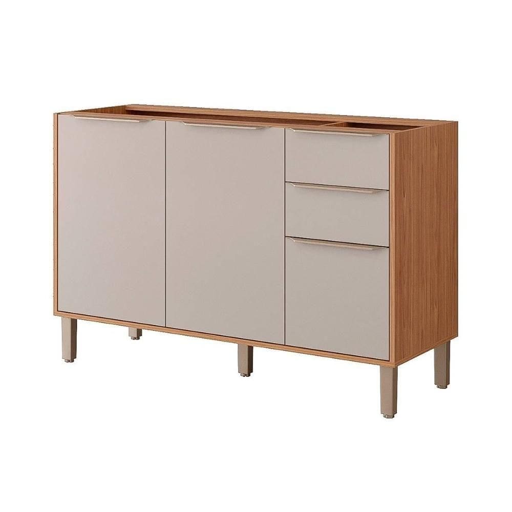 Balcão De Cozinha Modulado Esplêndida 3 Portas E 2 Gavetas S/tampo 120cm Freijo/off White - Mgm