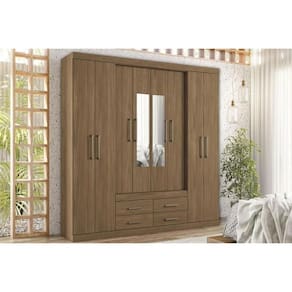Guarda Roupa Casal 8 Portas E 4 Gavetas C- Espelho Jatoba