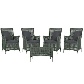 4 Poltronas E 1 Mesa Igapó Alumínio Fendi Corda Náutica E11 Verde