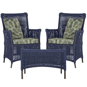 2 Poltronas E 1 Mesa Igapó Alumínio Marrom Corda Náutica E5 Azul