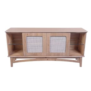 Rack Veneza 2 Portas E Prateleira De Vidro - 6007 Cor Cera - Clara