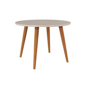 Mesa De Sala Jantar Dani Madeira Maciça Com tampo Vidro 109cm Madeirado off White