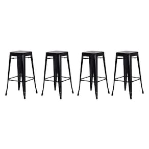 4 Banquetas Tolix Iron Design Industrial Preta 76 Cm Aço