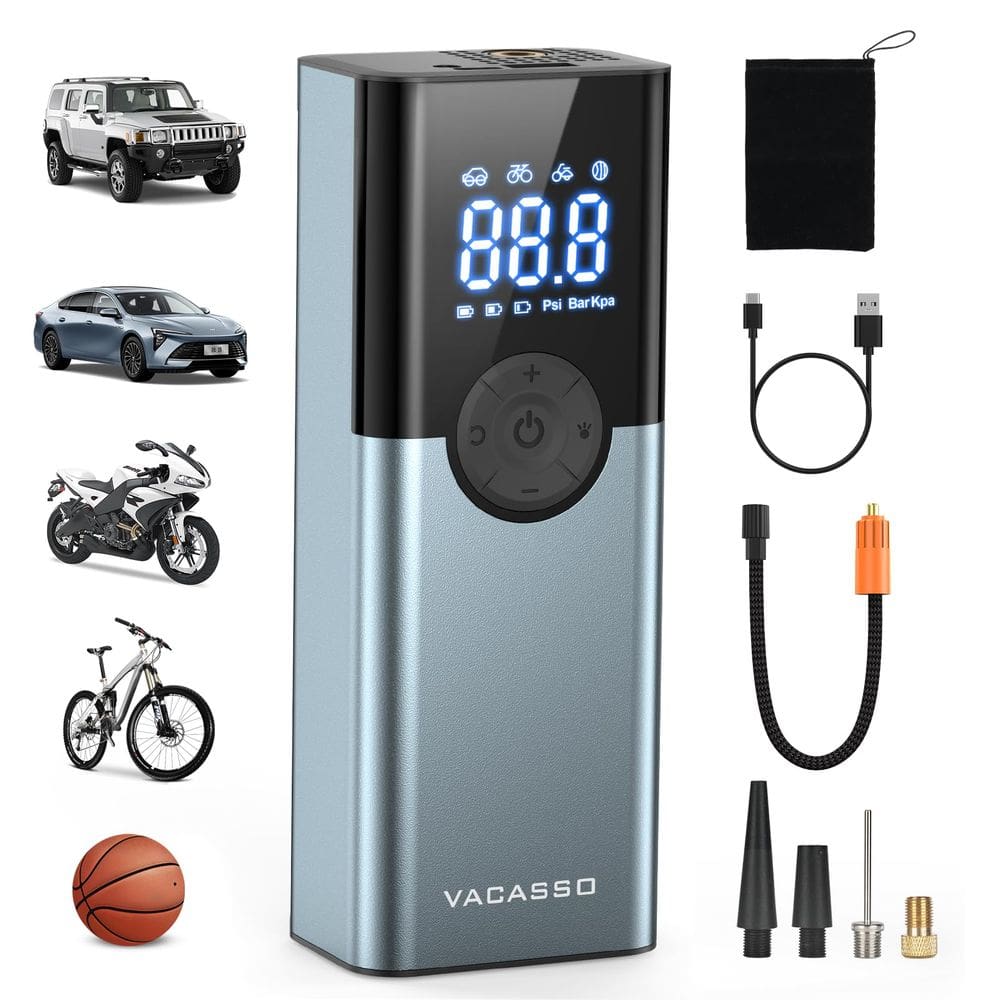 Compressor de ar portátil com inflador de pneus 150 PSI com medidor digital