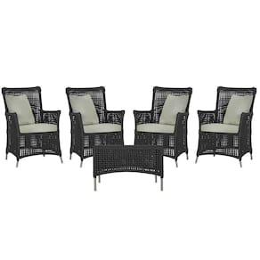 4 Poltronas E 1 Mesa Igapó Alumínio Fendi Corda Náutica E3 Preto