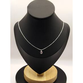 Colar de Prata 925 Ponto de Luz Gota Rosa - Elegância e Brilho em 45cm