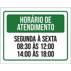 Kit 3 Placas Horário Atendimento Segunda Sexta 8 12 14 18