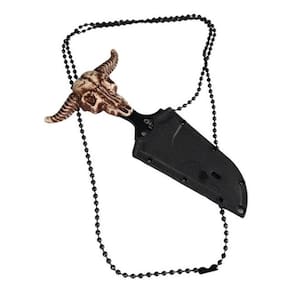 Mini Faca Lâmina Serra Push Dagger Cranio Boi Camping Pesca