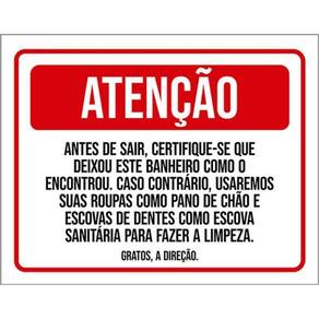 Kit 3 Placas Atenção Escovas Dente Pano Chão Escova