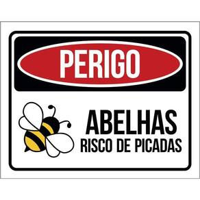 Kit 3 Placas Perigo - Abelhas Risco De Picadas