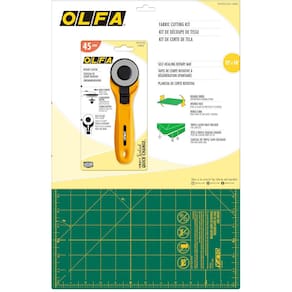 Kit de corte de tecido OLFA RTY-2CYEL/ST-01 com cortador de 45 mm