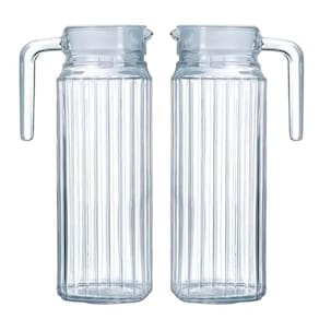 Kit 2 Jarra 1 Litro C/Tampa Para Água Suco Com Alça