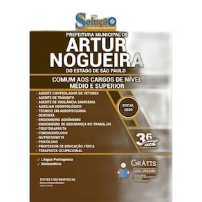 Apostila Artur Nogueira Sp - Cargos Nível Médio E Superior
