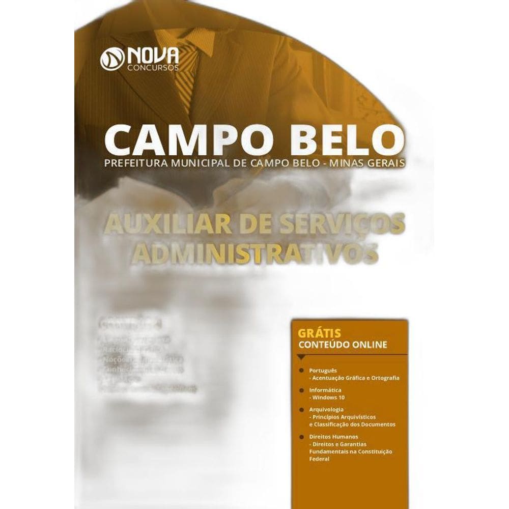 Apostila Campo Belo MG Auxiliar de Serviços Administrativos