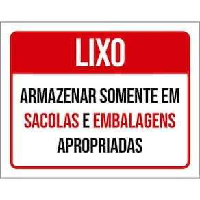 Kit 3 Placas Lixo Armazenar Sacolas E Embalagens Apropriadas