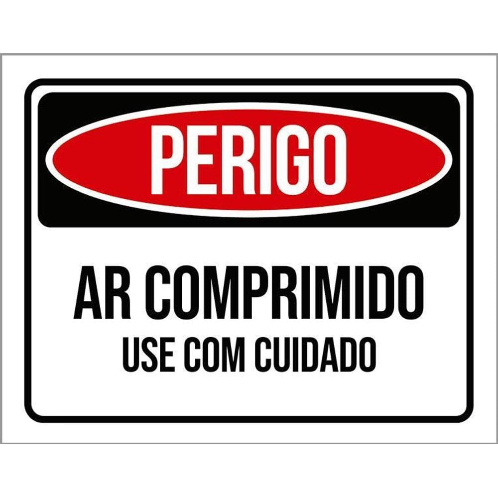 Kit 3 Placas Sinalização - Perigo Ar Comprimido Use Cuidado